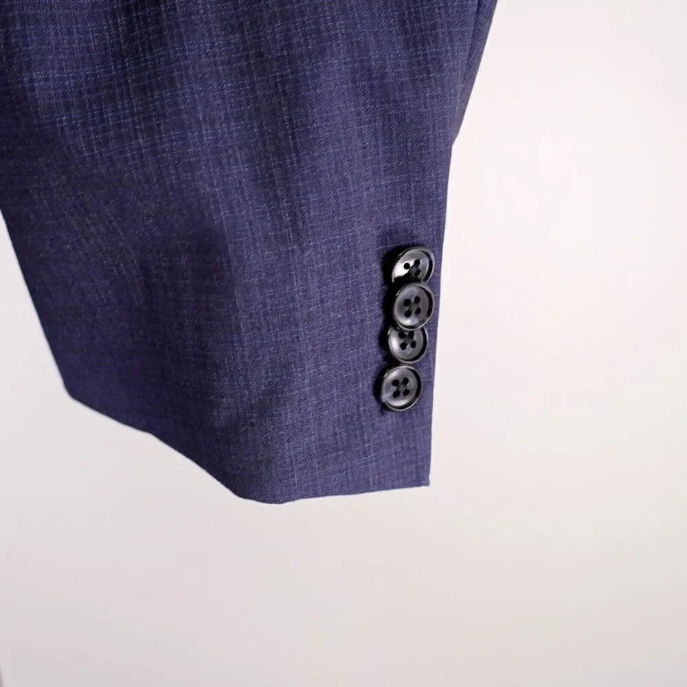 Joseph Abboud Reda‎ Super 110s Wool Blue Check 40R 2 Button Sport Coat Tag 42L